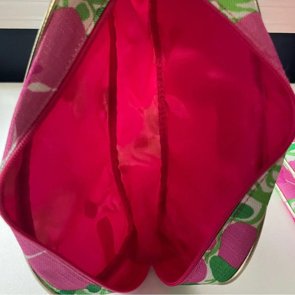 Lilly Pulitzer Estée Lauder Travel Cosmetic Bag Set Floral Pink and Green - Picture 6 of 7